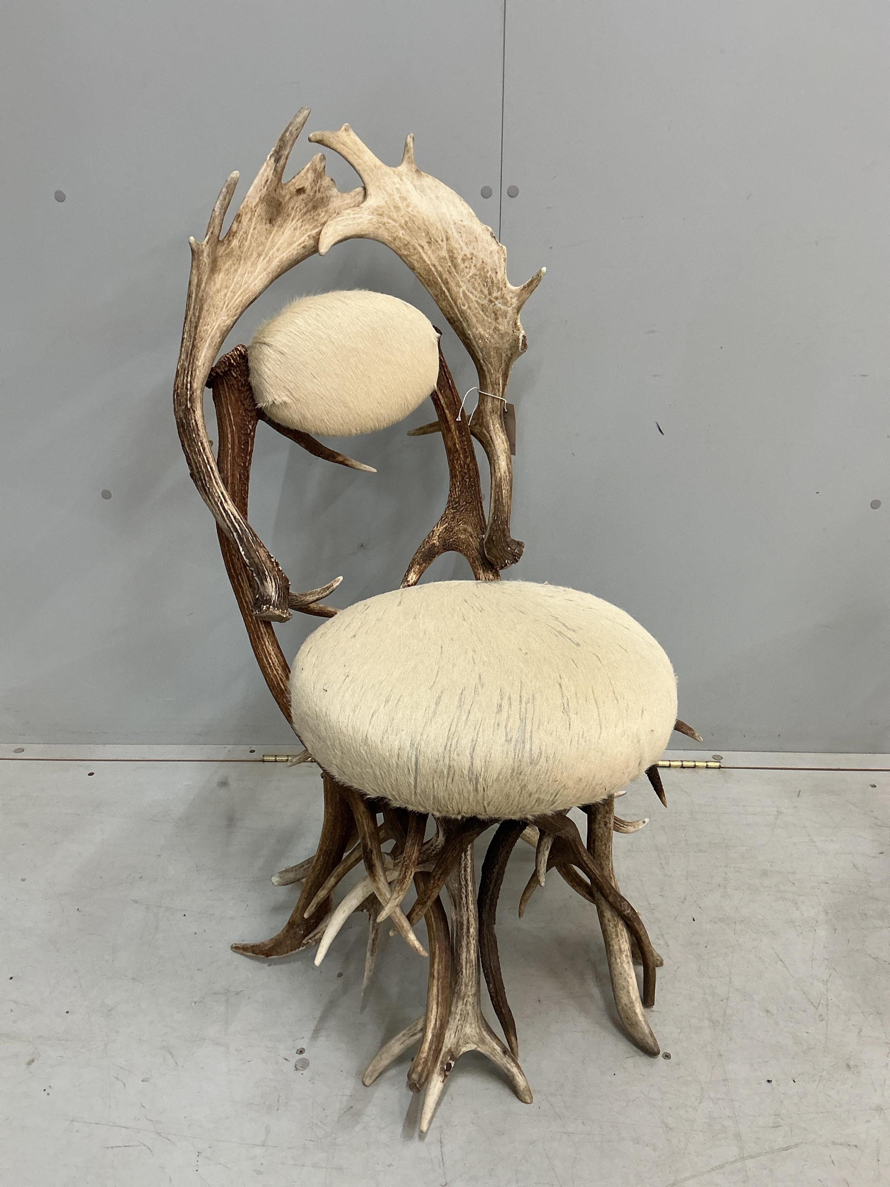 Danilo Shirato for Alps Atmosphere, Sarl, a pair of Italian ‘Fallen Antler’ side chairs with blond skin seats, width 50cm, depth 44cm, height 101cm